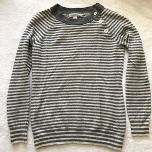Gap Gray Stripe Cashmere Blend Sweater